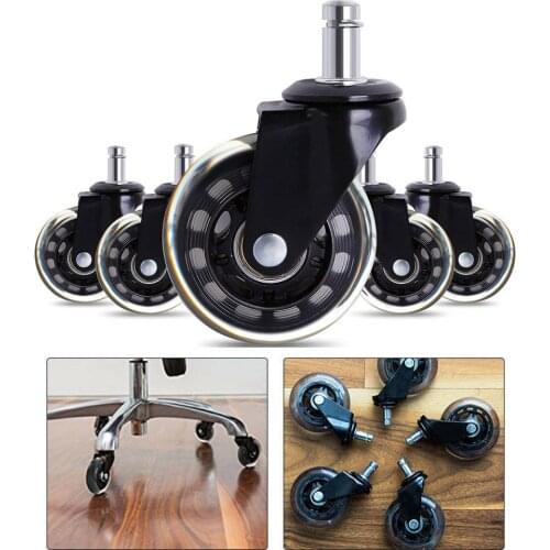5PCS Office Chair Caster Wheels 3 Inch Swivel Rubber Caster Wheels Replacement Soft Safe Rollers Furniture Hardware
