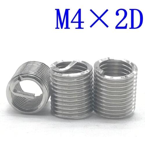 50Pcs M4*2D Stainless Steel Coiled Wire Helical Screw Thread Inserts M4 Screw Bushing self tapping thread repair tool