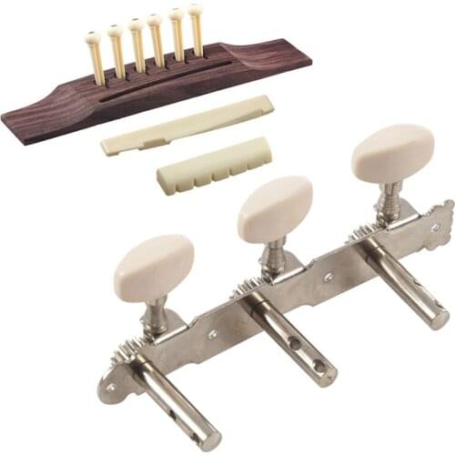 6Pcs Bridge Pins/Saddle/Nut Abalone Dots with 2Pcs Acoustic Classic Guitar Set Tuning Pegs Keys Machine Heads Tuners