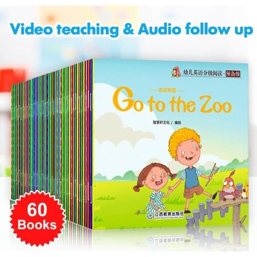 60Books/Set Picture Book Children Enlightenment English Story Book Learn English Words Tales Book Early Educational Reading Book