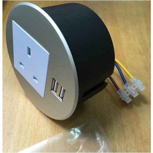 2019 2018 AU/EU/UK/USA/Universal Power + USB Round Desk Mini Table Socket / round socket silver/black 10 pcs /set