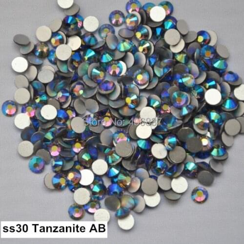 Free Shipping! 288pcs/Lot, ss30 (6.3-6.5mm) Tanzanite AB Flat Back Non Hotfix Nail Art Rhinestones