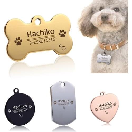 YVYOO Free engraving Pet Dog cat collar accessories Decoration Pet ID Dog Tags Collars stainless steel cat tag customized tag