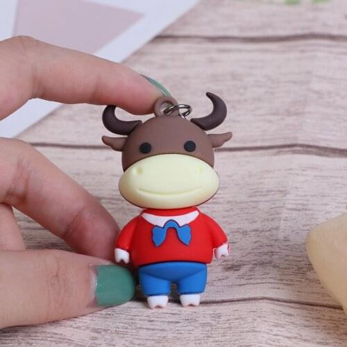 2021 New Year of the Ox Keychain Cow Doll Keychain Car Key Chain Bag Pendant Keyring