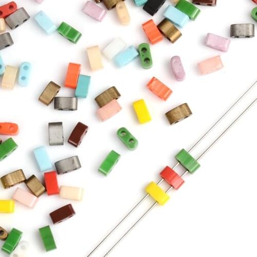 5x2.5X2mm Double Holes Czech Glass Beads for Handmade DIY Beadwork Needle Jewelry Making Charms Bead