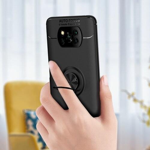 For Xiaomi Poco X3 Case Luxury Ring Back Cover Soft ShockProof Silicone Case For Xiaomi Poco X3 NFC X 3 PocoX3 Phone Cases