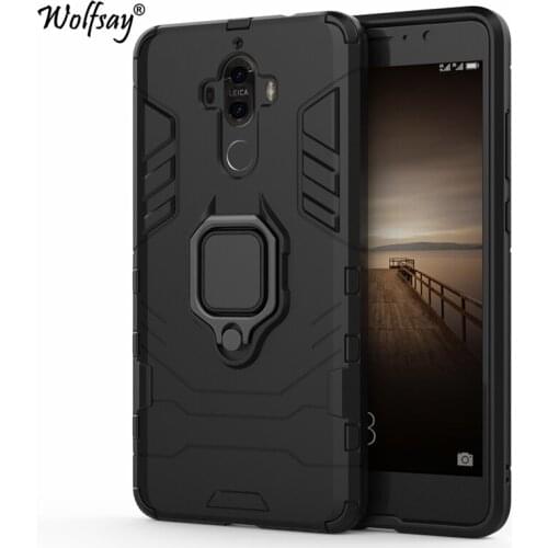 Wolfsay for Huawei Mate 9 Case, Huawei Mate 9 Car Holder Armor Cases Hard PC & Soft Silicone Cover for Huawei Mate 9 With Magnet