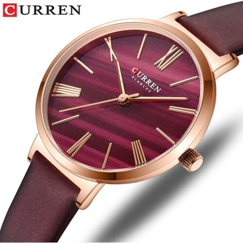 CURREN Womens Watches Leather Band Luxury Quartz Watches Waterproof Fashion Creative Wristwatch for Women Girls Ladies