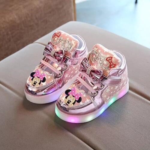 Disney childrens cartoon non-slip soft-soled short boots sequin fashion boots casual shoes girls LED boots