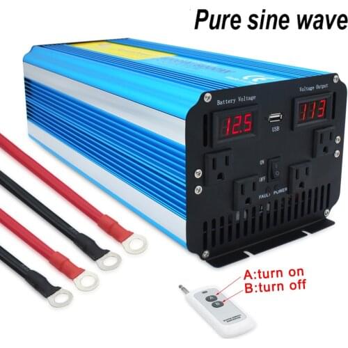 DC 12V/24V to AC 110V Pure Sine Wave Inverter 8000W 60Hz/50Hz LED Voltage Display Charging Adapter US Socket Auto Accessories