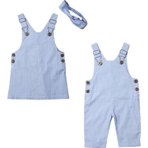 6M-4Years Toddler Baby Girl Boy Match Clothes Stripe Bib Pants Overalls Suspender Dress