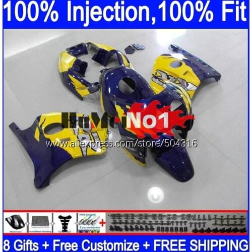 Injection Body For HONDA CBR250RR blue yellow CBR 250 RR MC19 1988 1989 134MC.32 CBR250 RR CBR 250RR 250R 88 89 OEM Fairing Kit