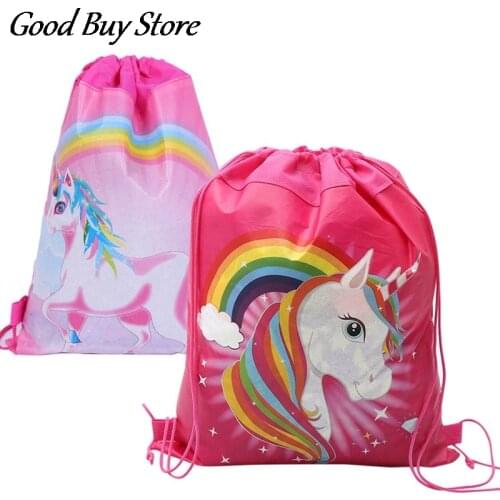 Colorful Canvas Storage Rucksack Drawstring Unicorn Backpack Children Kids Waterproof School Bags Cute Animal Fashion Backpacks