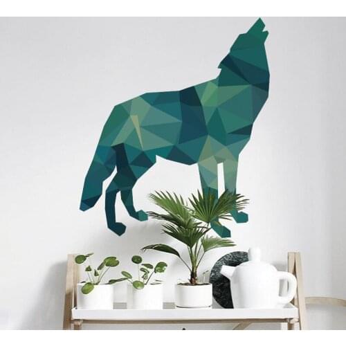 Creative Geometry Wolf Wall Stickers Home Decor Living Room Accessories Teen Bedroom Wallpaper Office Art Sticker Room Decor