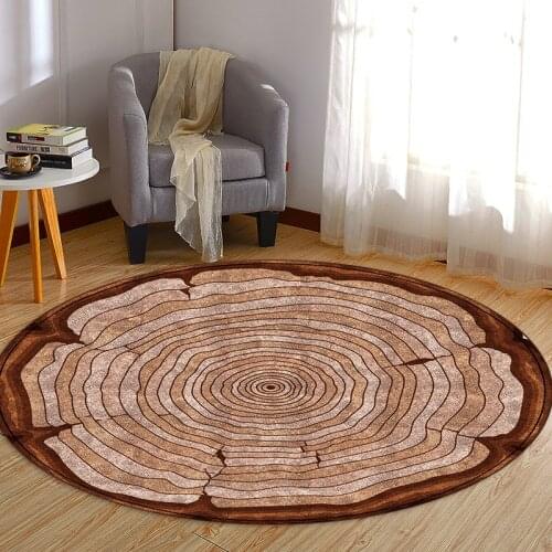 Creativity Retro Wood Grain Round Carpet Chair Floor Mat Bedside Rug Bedroom Area Rug Children Room Kids Play Mat