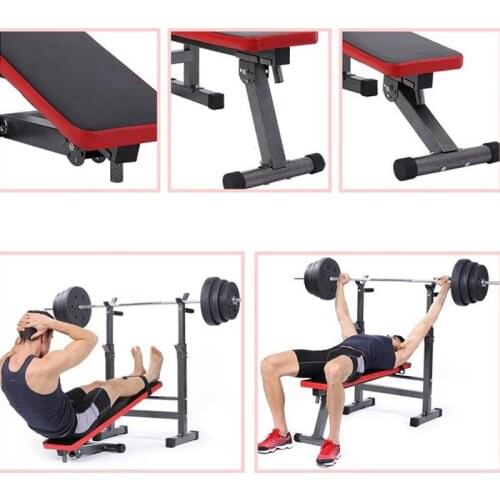 Weightlifting Bed Bench Press 112*58.5*104cm Foldable Height Adjustable Multifunctional Fitness Equipment Training HWC