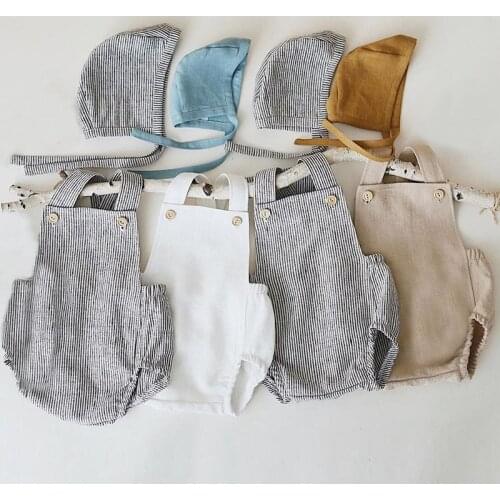 Baby Boys Summer Rompers 0-3Y Infant Girl Solid Rompers New Baby Lovely One-pieces Kids Boy Suspender Jumpsuits Outfit Sunsuits