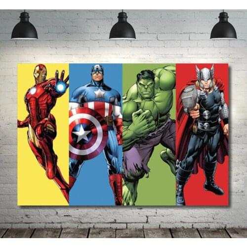 Marvel Avengers Printed Canvas-Captain America Canvas Wall Art Poster Pictures for Kids Bedroom Cuadros Living Room Decor