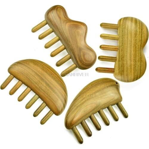 Natural sandalwood massage comb scalp meridian massage head massager wide tooth acupoints stress relief treatment tool