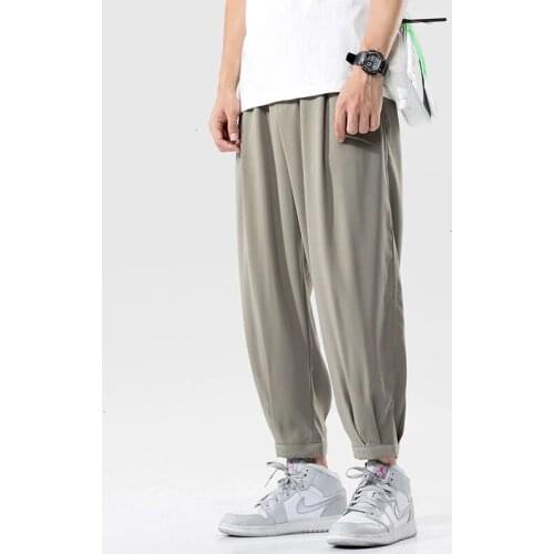 Men Streetwear Solid Color Casual Straight Pants Plus Size Trousers Fashion Harajuku Trousers Male Classic Ankle-length Pants