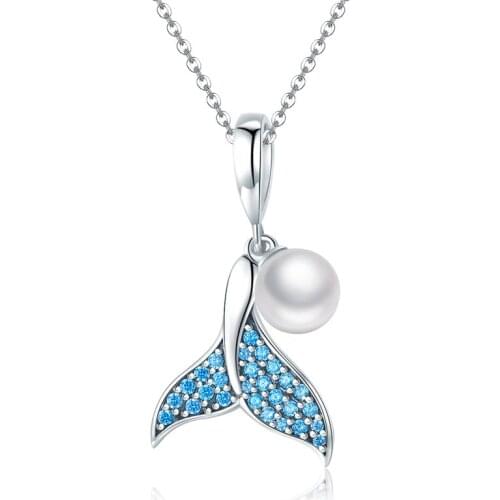 Ocean Design 925 Sterling Silver Zircon Mermaid Charm Pendant Choker Necklace For Girl Women Statement Wedding Jewelry dz669