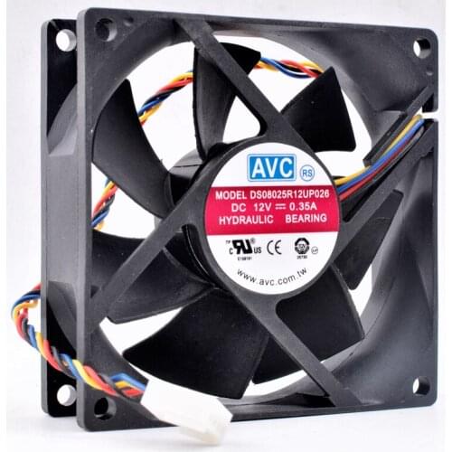 Original DS08025R12U 8025 8cm 80mm fan 80x80x25mm 12V 0.35A computer chassis CPU temperature control cooling fan