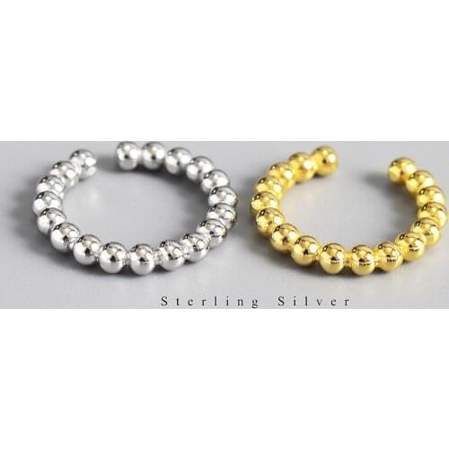 925 pure silver minimalist personality Han Feng 18k gold open ring female geometry small ball joint ring fashion jewelry