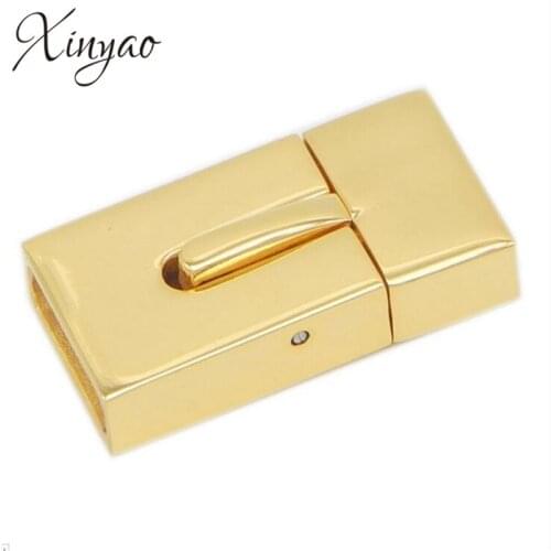 Stainless Steel Silver Tone/Gold Color Hole 10*3mm Flat Leather Cord Snap Clasps Jewelry Connectors For Necklace Bracelet F5215