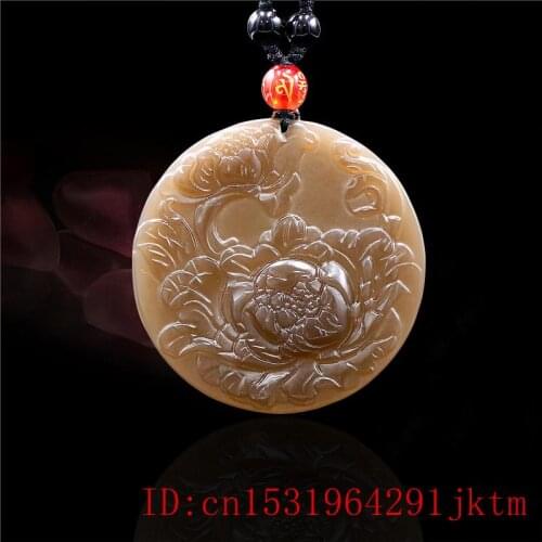 Brown Jade Rose Pendant Women Flower Fashion Amulet Carved Gifts for Jewelry Necklace Jadeite Natural Chinese Charm