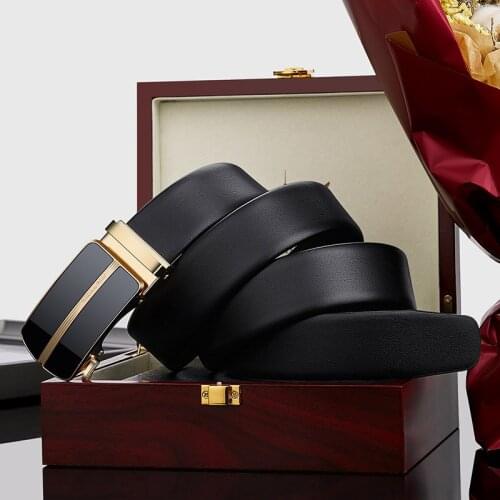 Genuine Leather Brand Belt Men Top Quality Luxury Automatic Buckle Belts for Men Strap Male Metal Business Casual Black 2021