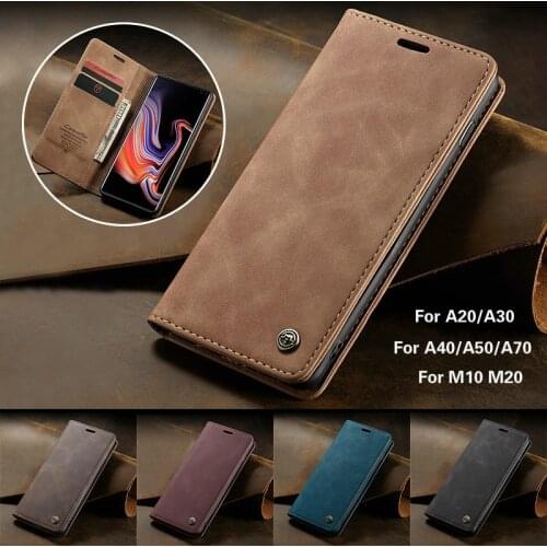 For Samsung Galaxy A20 A30 A40 A50 A70 Luxury Retro Magnetic Flip Wallet Leather Case For Samsung M10 M20 shockproof PU cover
