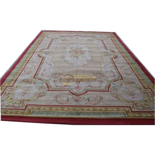 Savonnerie Floral Trellis Design Thick And Plush Hand-knotted Rug French Savonnerie Style Hand Knotted Wool Rug Handmade