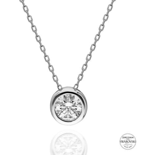 Silver 925 Sterling 5,75mm Swarovski Zirconia Cubic Zirconia Solitaire Pendant