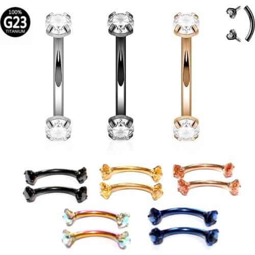 1Pc 16G 6-10mm Titanium Daith Cartilage Earrings Tragus Helix Body Piercing Jewelry Rook Curved Barbell Eyebrow Rings Belly Ring