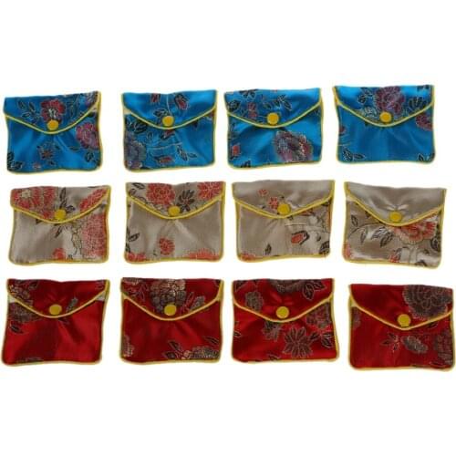 12 Pcs Silk Purse Pouches Jewelry Packaging Gift Bags For Necklace Earrings Rings Rangement Bijoux porta joias organizador de