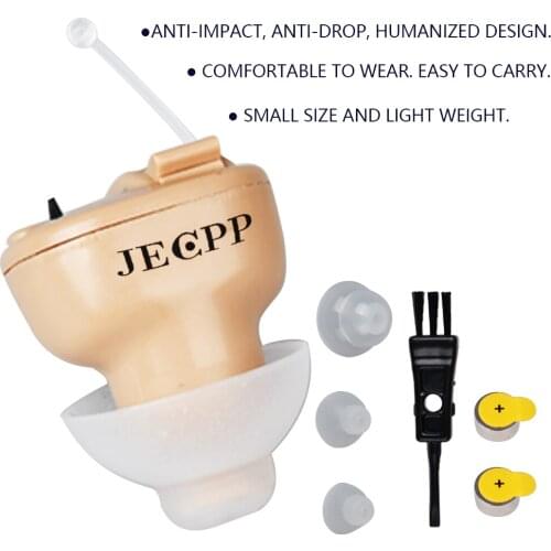 JECPP Hearing Aids Sound Amplifier Battery Powered Ear Hearing Aid with Storage Case Cleaning Brush for Adults & Seniors