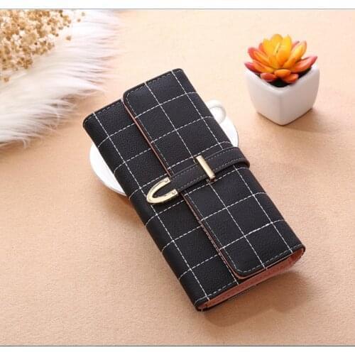 Phone Bag Card Holders Female Wallet for Girls Ladies Women Wallets Long with Plaid Pu Leather Fashion Hasp Coin Purse