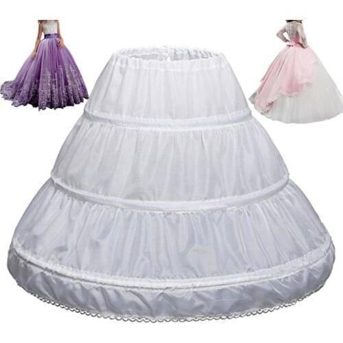 Wedding Underskirt Girl Children Petticoat 3 Hoops One Layer Kids Crinoline Lace Trim Flower Girl Dress Vestido De Noiva