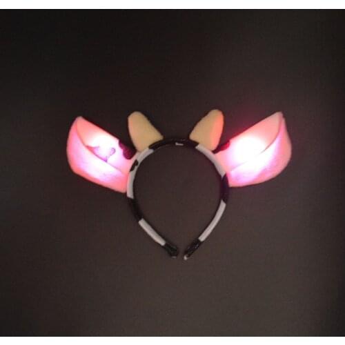 Halloween Led Glow Light up Milk Cattle Horn Animal Ear Headband Head Wear Wedding Birthday Baby Shower Neon Party Christmas