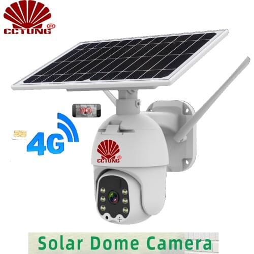 4G Alarm Intelligent Solar PTZ B-Dome Camera with Mobile APP 1080P HD Live Video Moitoring Cloud & Local Storage IP65 Waterproof