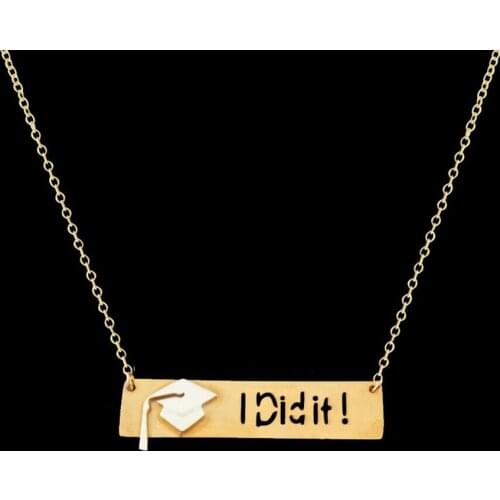GORGEOUS TALE Stainless Steel Jewelry Bar Necklace with I Did it Engraved The Best Graduation Gift Family Friends Gift Necklace