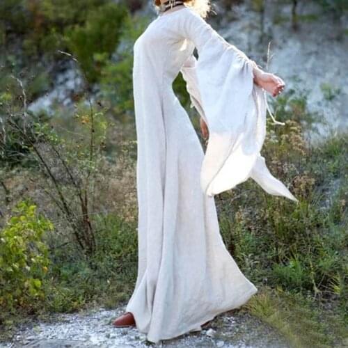 New Medieval Women Dress Renaissance Floor Length Dress Chemise Dress Garb Costume Long Sleeve Gothic Dress Gown Cosplay Costume