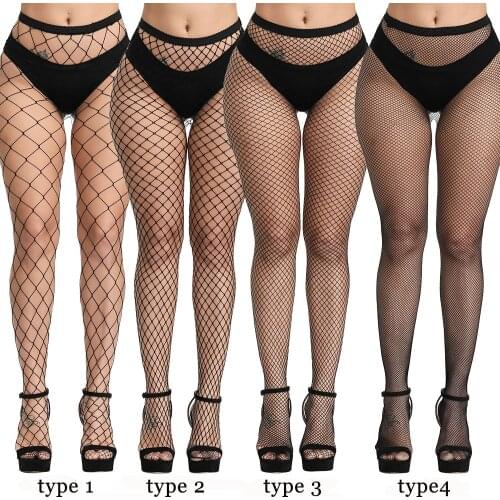 Women Sexy Lingerie Slim Fishnet Pantyhose Club Party Black Erotic Costumes Tights High Stockings Small/Middle/Big Mesh