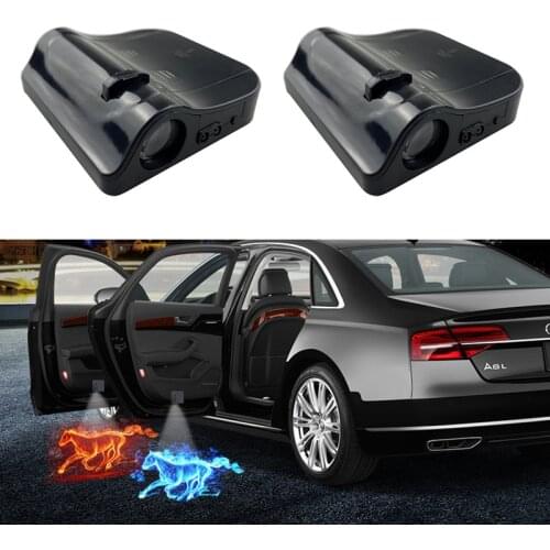 1PCS Led Car Door Welcome Laser Projector Logo Ghost Shadow Night Light No Magnet DC 5V Wireless Car Courtesy Lamp kit for volvo
