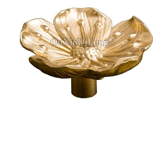10PCS Furniture Hand Pure Copper Cherry Blossoms Handle Retro Light Luxury Drawer Cabinet Door Pure Brass Gold Handle GF300