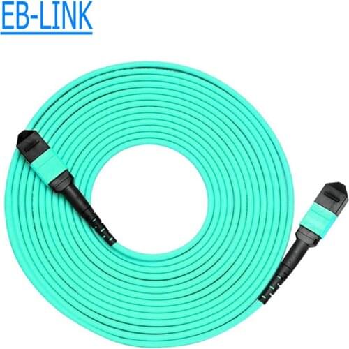 15Meters Female MPO/MTP-MPO Female OM3 12 Strands 12 Core Fiber Optical Cable for QSFP+SR Module Type-B AQUA 50/125um