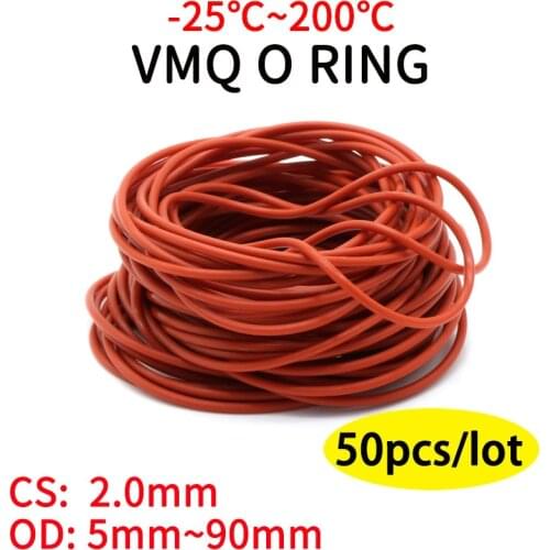 10pcs Red Silicone Ring Gasket CS CS 2mm OD 8 ~ 65mm O Ring Rubber Seal pressure cooker o-ring food high temperature gasket