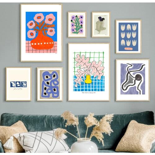 Abstract Flower Vase Curve Line Nude Body Nordic Posters And Prints Wall Art Canvas Painting Home Decor Pictures For Living Room