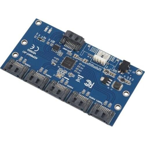 SATa 1 to 5 Hard Drive Adapter Card Computer Motherboard SATa Port Multiplier Support SATA3.0 Expansion Card