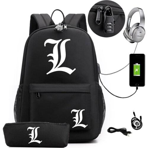 Anime Backpack Cosplay Cartoon Deadth Note Travel Shoulder Bags Teens School Bags + Pencil Case Satchel Work Leisure Bags